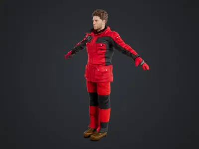 Male Skier Rigged Low-poly 3D model