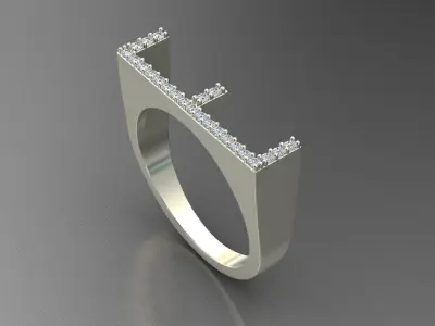 alphabet jewelry ring diamond letter E 3D print model