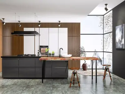 Kitchen Modern interior 0038 3D model