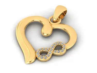Heart pendant infinity love diamond 3D print model
