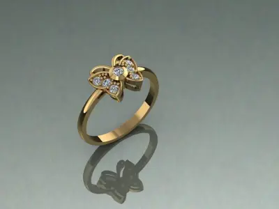 Ring Woman Butterfly  3D print model