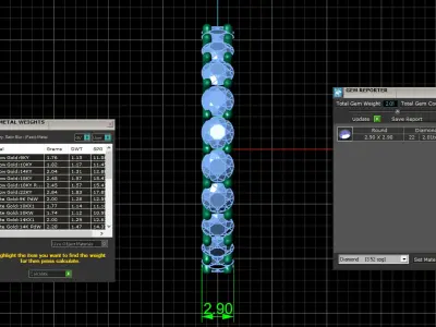 U Shaped Eternity Ring 2 point 9 mm stone size swiss 13 and EU53 3D print model