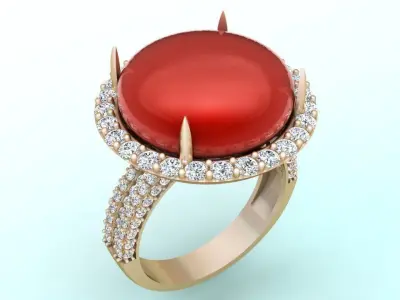 Gemstone Rings - Oval stone ring - Womens Rings 3D print model