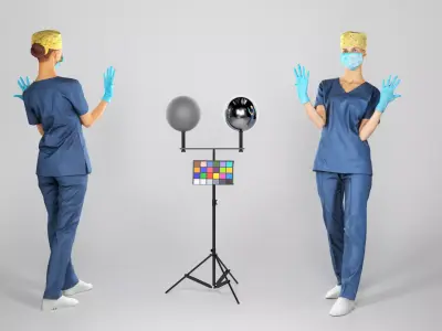 Surgical nurse ready for surgery 108 Low-poly 3D model