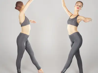 Sporty woman dancing 136 Low-poly 3D model