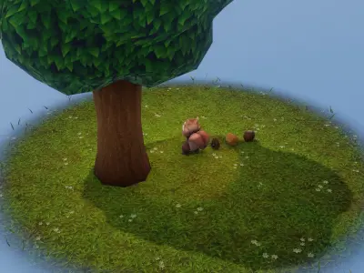 Cartoon Animated Squirrel 30 Animations with Props 3D Model Low-poly 3D model