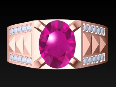 Diamond Rings - Mens Ring - N1444 3D print model