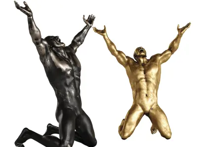 Modern Abstract Muscular Male Sculpture 3D model