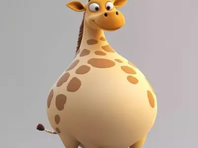 Cute Cartoon Giraffe 3D Playful Animal Big Eyes Spots Low-poly 3D model