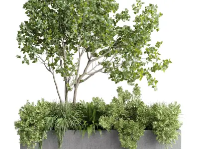 Outdoor plant box 146 garden concrete dirty box pot Low-poly 3D model