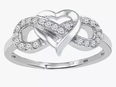  Infinity Heart Diamond Ring 3D print model