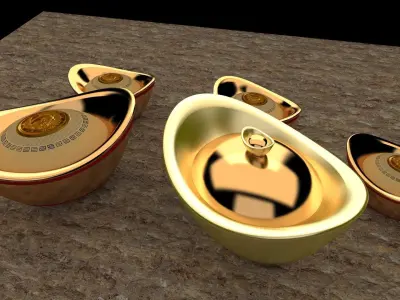 chinese gold ingot  3D model