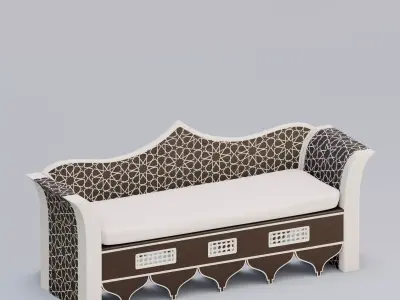 Moroccan wooden daybed 3D model