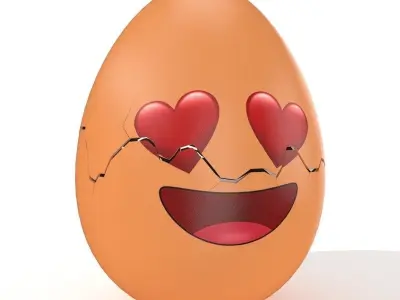 Egg Cracked Emoji N020 Low-poly 3D model