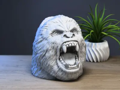 Gorilla scream head Ps5 controller stand 3D print model