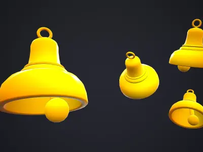 GOLDEN BELL CARTOON STYLIZED Low-poly 3D model