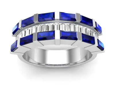 AV 534 Baguette Diamond Ladies Anniversary Wedding Band 3D print model