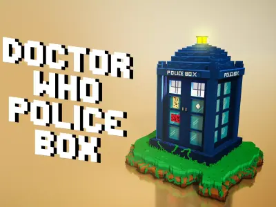 Doctor who police box tardis voxel design Free low-poly 3D model