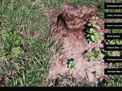 Realistic Grass Pack 02 - Unreal Engine 4  Low-poly 3D model