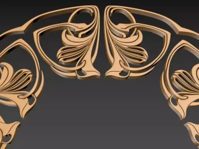 Art Nouveau circle frame 3D print model