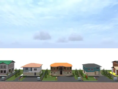 architecture house with two cars parked 3D model