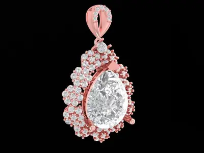 Luxury Pear Cut Diamond Halo Pendant 3D Model 3243 3D print model