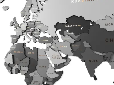 Wooden panel - world map GRAY 3D model