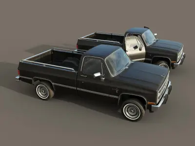 Chevrolet C10 1982 Black Low-poly 3D model