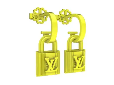 A7498 Luxury Stud Women Lock Earrings 3D Model 3D print model