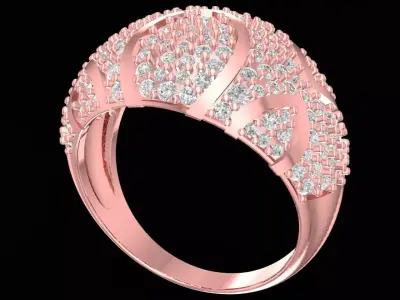 Luxury Dome Pave Diamond Ring with Curved Elegant Design  2606 3D print model