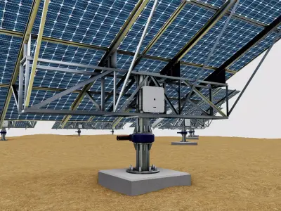 48 kW Solar Tracker Pole-2x4 Panel Layout-SOLAR-SIM V01 Low-poly 3D model