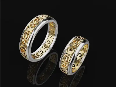 6-Size Wedding Ring Set 3D print model