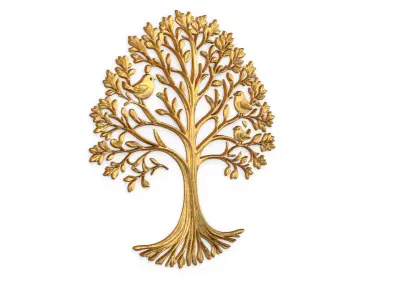 decor set wall panel wall tree relief mural CNC 48 3D model