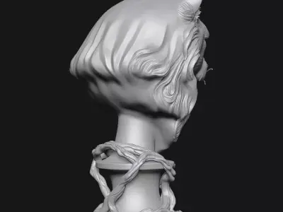 Cat head sculpture 3D print model