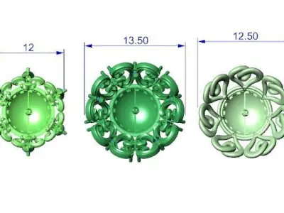 Queen crown pendant with pearl 3D print model