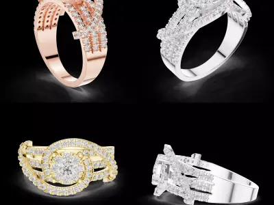 Luxury Diamond Halo Split Shank Ring CAD Design for Jewellery 3D print model