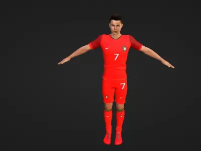 Cristiano Ronaldo - Portugal - Two Models Low-poly 3D model