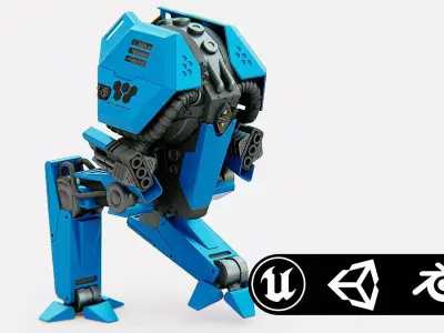 COMBAT DROID  FOVOS X Rigged for Unreal Engine - Unity - MIXAMO 3D model