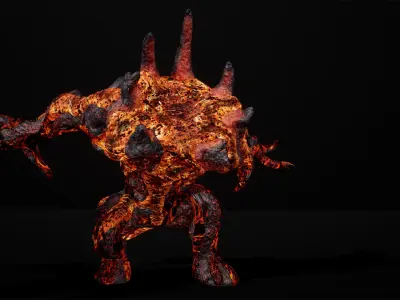 Hell Golem Defender Low-poly game engine ready 3D model Low-poly 3D model