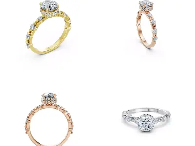 Luxury Heavy Pave Solitaire Diamond Ring 3DM File 3D print model