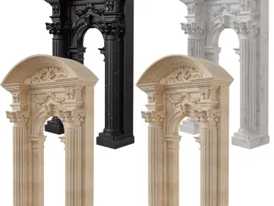 Classical Architectural Columns -Arches and Decorative Pillars Low-poly 3D model