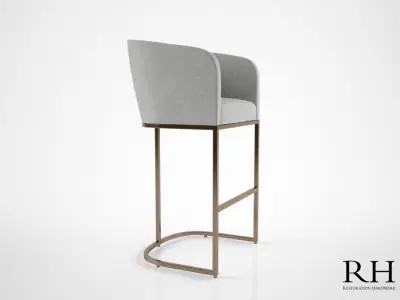 Restoration Hardware Emery Barrelback Fabric Stool 3D model
