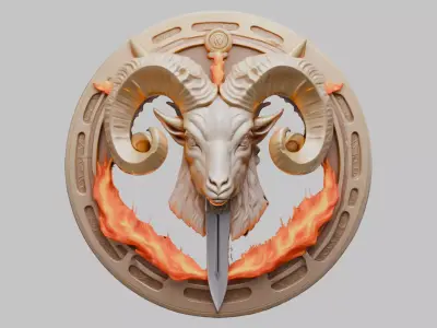 Goat Fire Emblem Low-poly 3D model