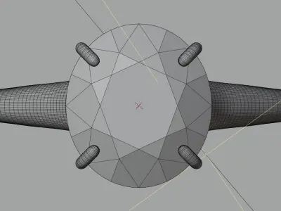 Engagement Ring Gold with Giant Diamond Stone 3D model