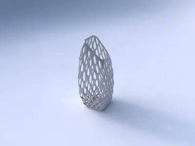 Vase bent rectangle with bubble grid lattice 3D print model