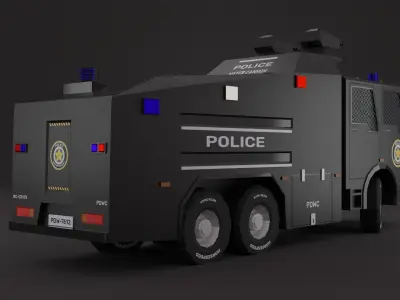 Police Water Cannon Truck Lowpoly 3D Model 3D model