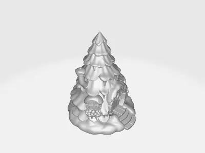 Cozy Snowy Tree Cabin Winter Christmas Tree House 3D print model