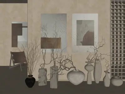 Decorative paintings and vases 3D model