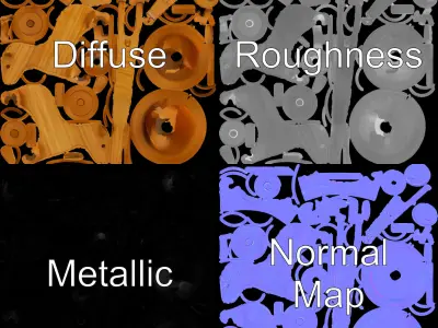 Wooden Toy Animal on Wheels Model Pack Low-poly 3D model