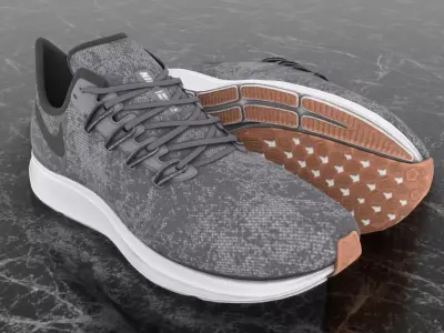NIKE 3D RUNNING SHOES -GREY Low-poly 3D model